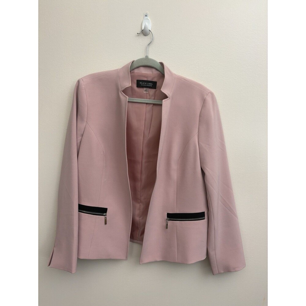 Evan-Picone Women's Blush Pink Blazer Mandarin Collar Size 12 Open Jacket - Picture 2 of 12